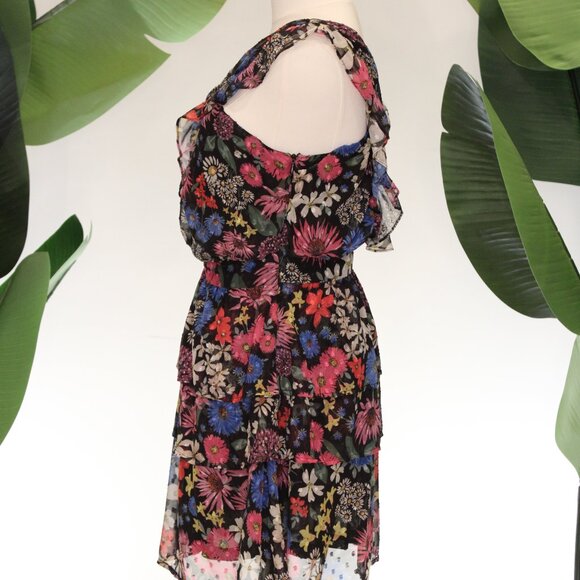 Slate & Willow, Black Floral Halter Mini Dress Size M - Picture 7 of 9